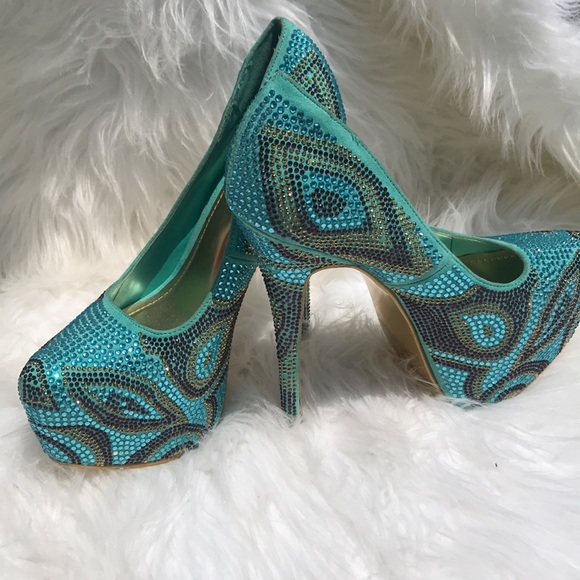 Teal Crystal gem platform heels - Picture 6 of 8